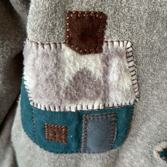 Vintage Teddy Brown Christmas Tree Patches Embroidered Jacket Size Medium - Picture 6 of 15